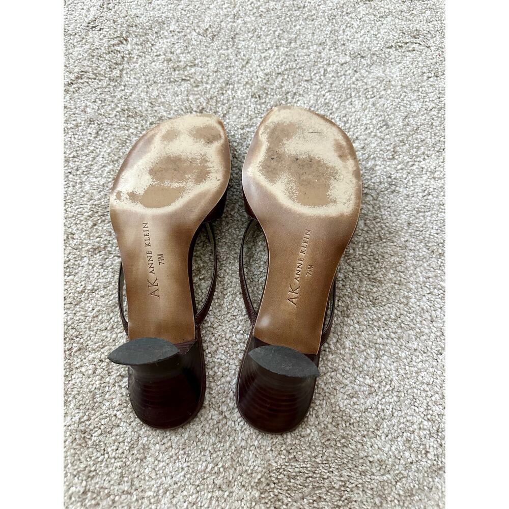 Anne Klein Vintage Y2K Chocolate Brown Leather Kitten Heels Size 7.5 - Picture 4 of 6